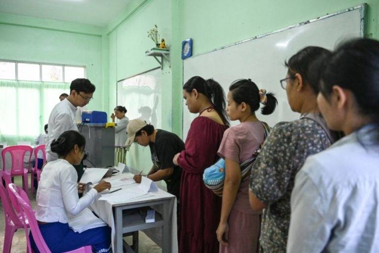 Myanmar pro-military party claims huge lead in junta-run poll