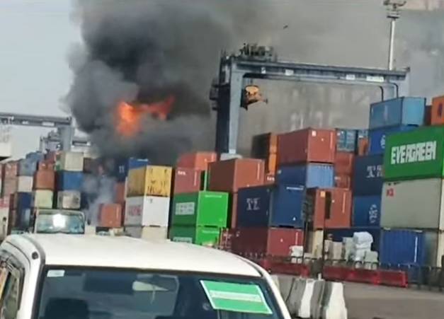 Massive fire sweeps containers terminal at Karachi Port