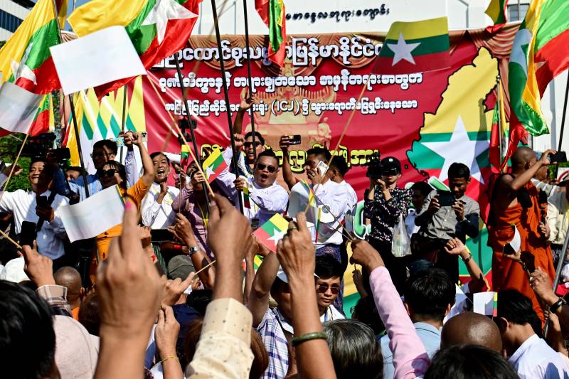 Myanmar nationalists protest Rohingya genocide case at UN court