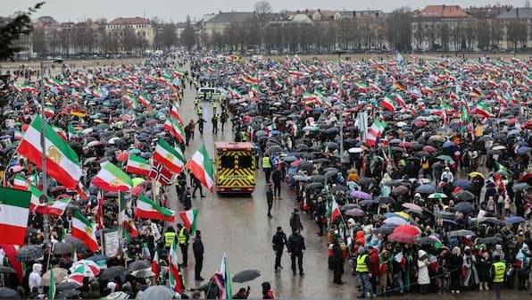 Son of Iran's last shah urges US action as supporters rally in Munich