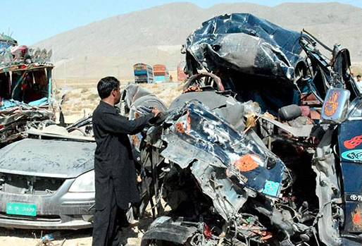 Six perish as speedy trailer crushes car in Naushehro Feroze