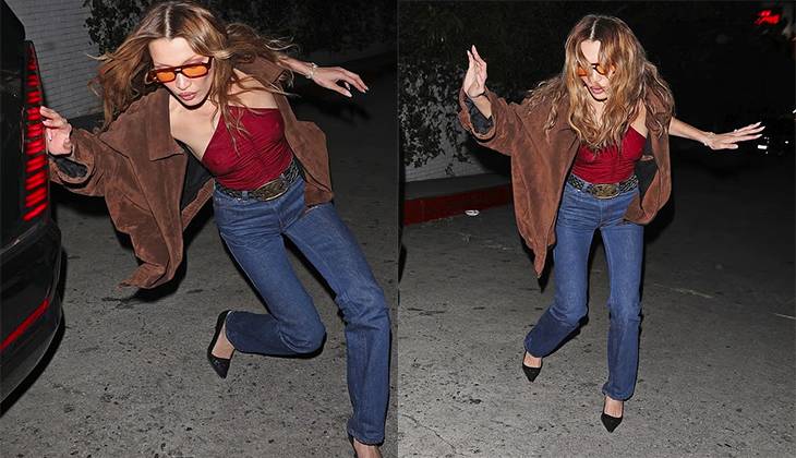 Bella Hadid stumbles in heels during night out in LA