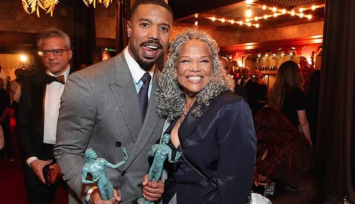 Michael B. Jordan surprises, celebrates top actor win with mom