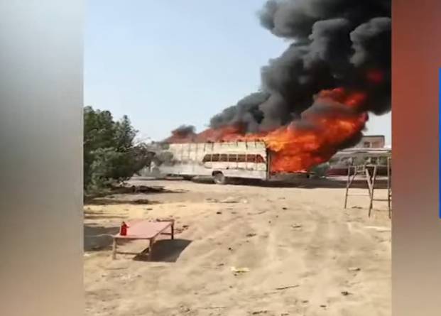 74 motorcycles reduced to ashes after fire guts truck in Karachi