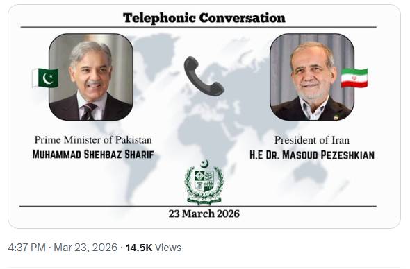In phone call with Pezeshkian, PM pitches for collective efforts for de-escalation in Mideast