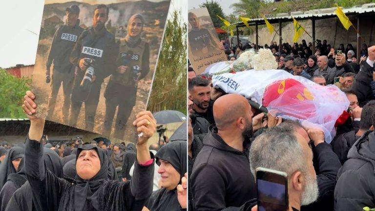 Funeral near Beirut for journalists killed in Israeli strike