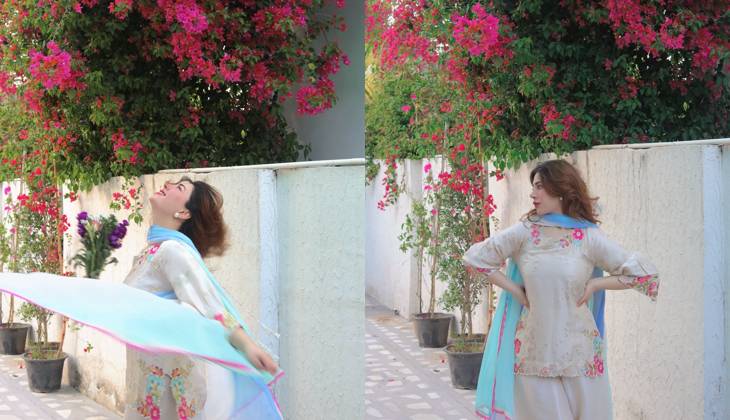 Naimal Khawar welcomes her favourite season bougainvillea