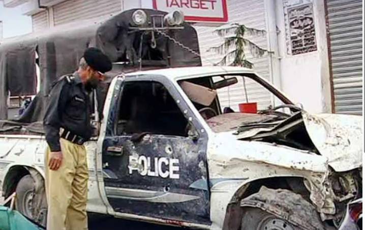 Four cops injured as bike-bomb targets police van in Lakki Marwat