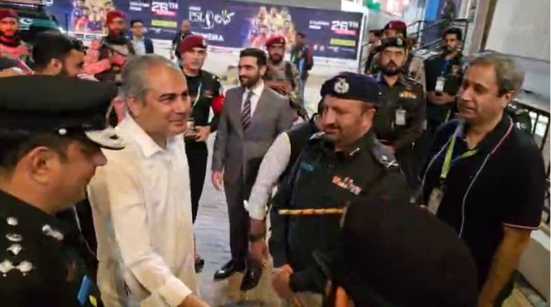 PCB chairman reviews security arrangements at Karachi stadium during PSL 11 match