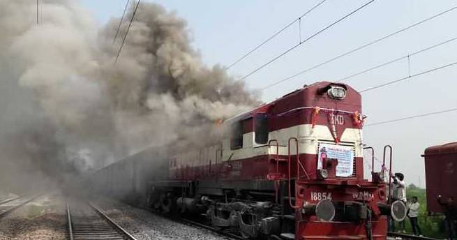 Engine of Rehman Baba Express catches fire