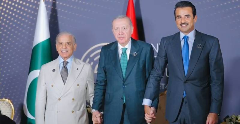 PM Shehbaz, Erdoğan and Qatri Amir discuss Gaza on sidelines of 5th ADF