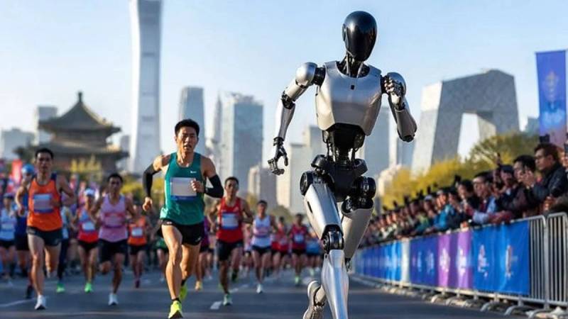 Humans far behind as robot breaks record at Beijing half marathon