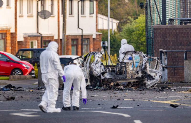 Security operation in Belfast after police station car bomb