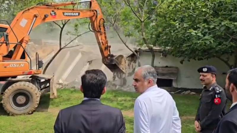 FC camp demolished during anti-encroachments operation in Islamabad