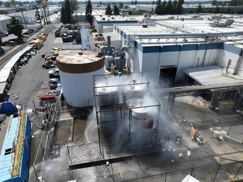 Temperature rising in chemical tank at risk of exploding in California