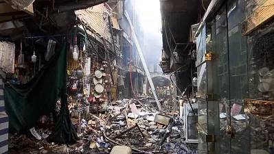 Shops destroyed as fire erupts in Kharian mini-market