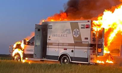 Female patient dies, three injured after ambulance catches fire in Toba Tek Singh