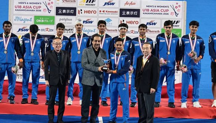 India receive U-18 Asia Cup gold medals from FIH president Tayyab Ikram