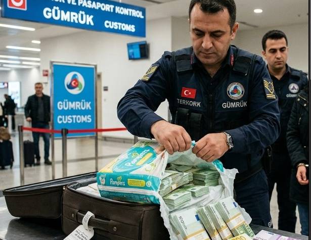 Baby nappies bulging with cash seized at Turkish airport