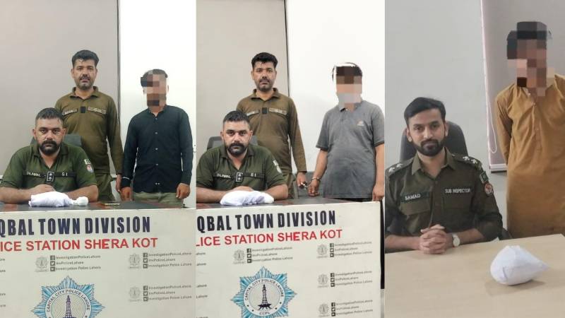 Three drug peddlers arrested in Lahore, over 2kg hashish seized