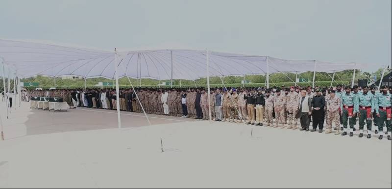 Funeral prayers for martyred Pakistan Rangers personnel offered 