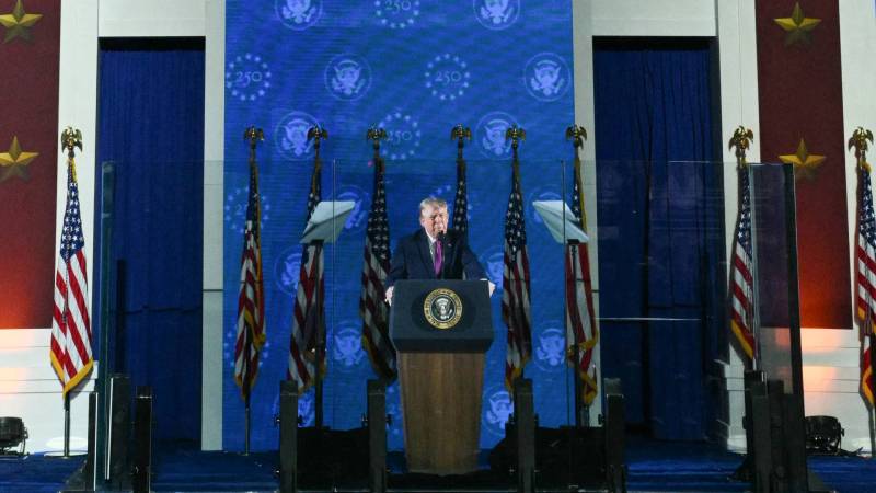 Trump hails US, blasts 'communists' in 250th anniversary speech