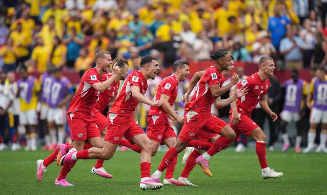 Switzerland beat Colombia on penalties to reach World Cup quarter-finals