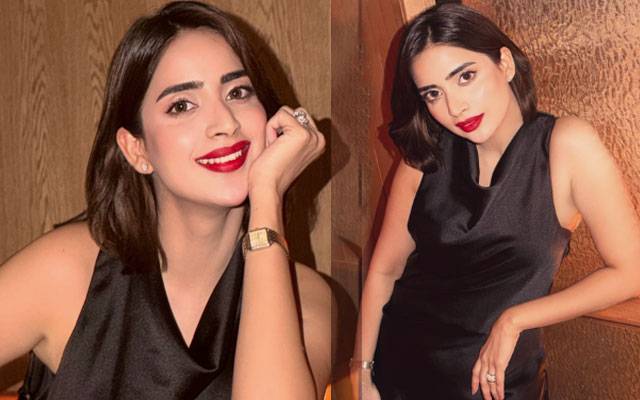 Red lips, black glam! Saboor Aly serves timeless elegance