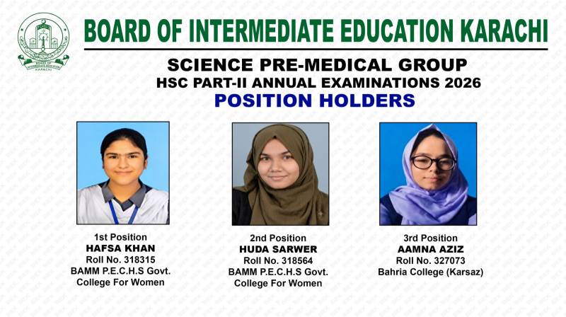 Government college students secure top positions in Karachi intermediate exams