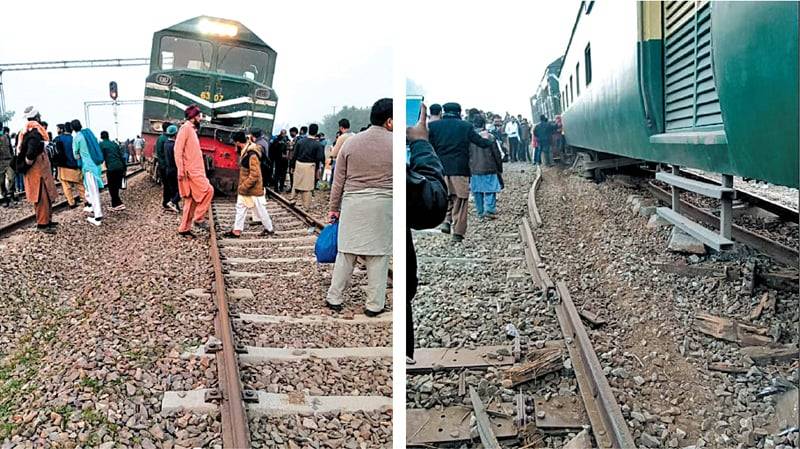 Two trains derail in Jia Bagga and Mirpur Mathelo