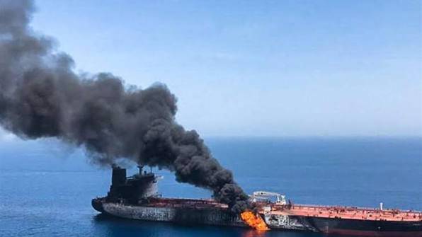 Tanker on fire off Saudi Arabia after strike by 'unknown projectile'