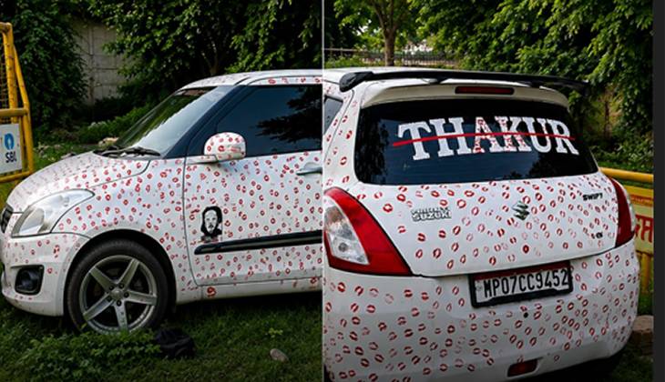 Indian man’s stunt with car covered in 3,400 kisses goes awry