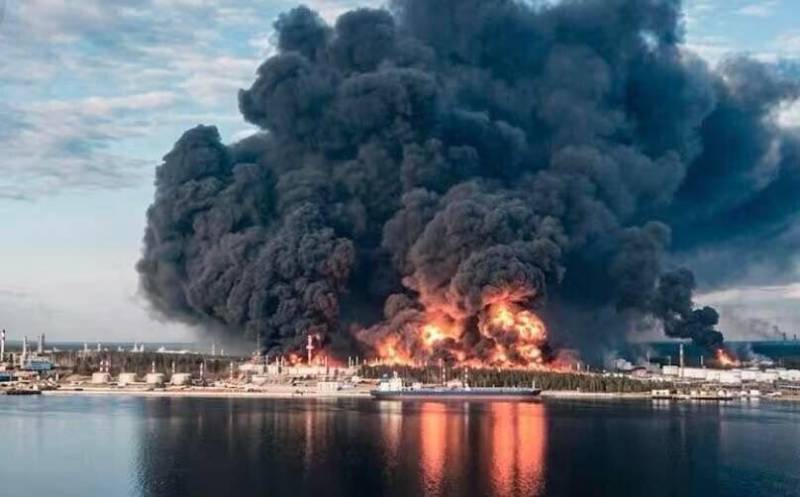 Major Russian port on fire after drone attack