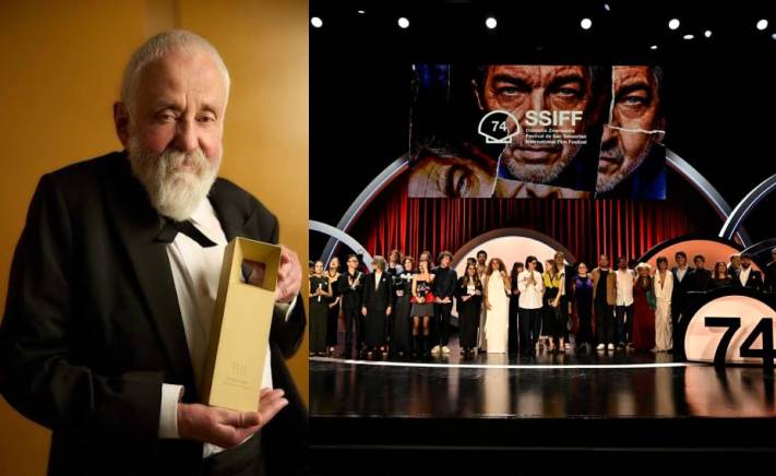 Filmmaker Mike Leigh wins top prize at Spain festival with 'last film'