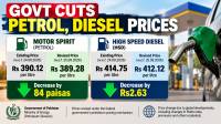 Govt cuts petrol by 84 paisas, diesel by Rs2.63 per litre