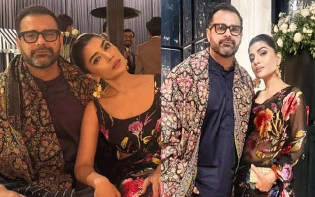 Iffat Omar stuns in floral black saree, celebrates friend's wedding