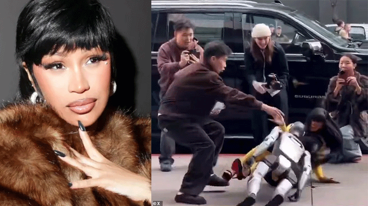 Cardi B falls while performing lap dance on ROBOT ahead Super Bowl party 
