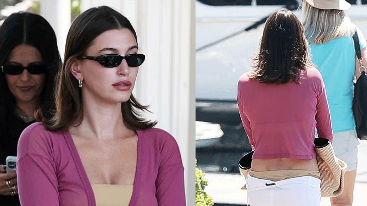 Hailey Bieber suffers 'oops moment' as pants slip at Sydney Harbour