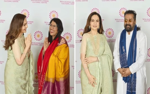 Nita Ambani stuns in silk saree and diamond jewellery at tribute to maestro Zakir Hussain